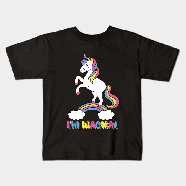 I'm magical unicorn Kids T-Shirt by Rayyan Hausawi